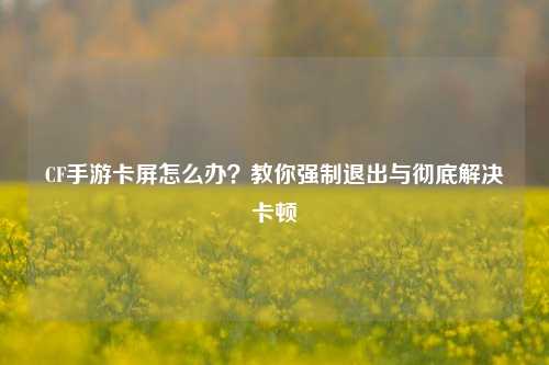 CF手游卡屏怎么办？教你强制退出与彻底解决卡顿