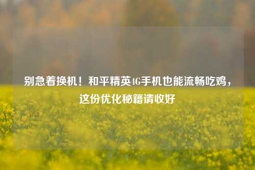 别急着换机！和平精英4G手机也能流畅吃鸡，这份优化秘籍请收好