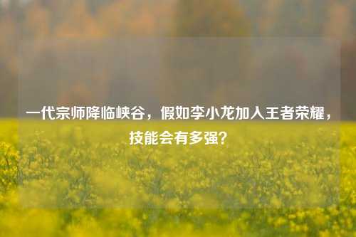 一代宗师降临峡谷，假如李小龙加入王者荣耀，技能会有多强？