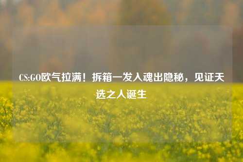 CS:GO欧气拉满！拆箱一发入魂出隐秘，见证天选之人诞生