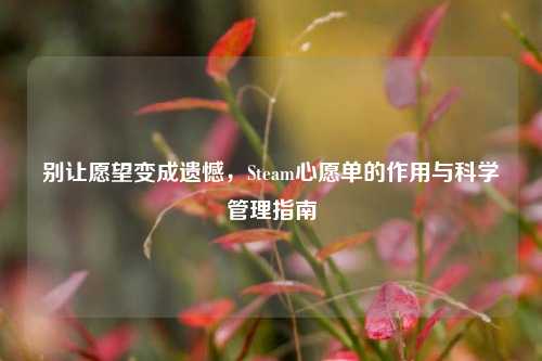 别让愿望变成遗憾，Steam心愿单的作用与科学管理指南