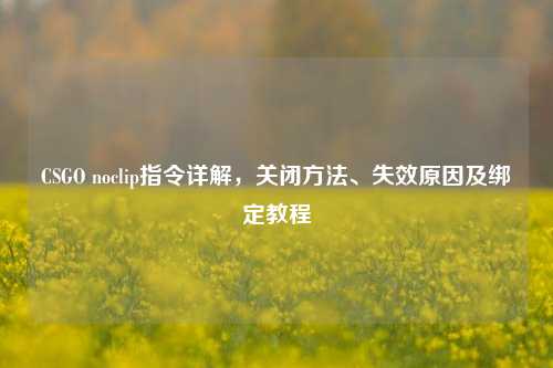 CSGO noclip指令详解，关闭方法、失效原因及绑定教程