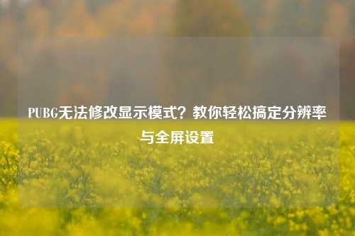 PUBG无法修改显示模式？教你轻松搞定分辨率与全屏设置