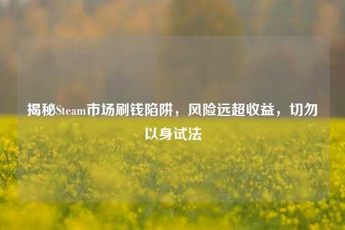 揭秘Steam市场刷钱陷阱，风险远超收益，切勿以身试法