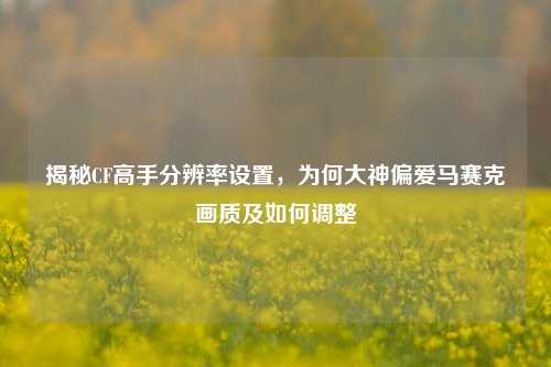 揭秘CF高手分辨率设置，为何大神偏爱马赛克画质及如何调整