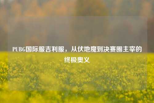 PUBG国际服吉利服，从伏地魔到决赛圈主宰的终极奥义