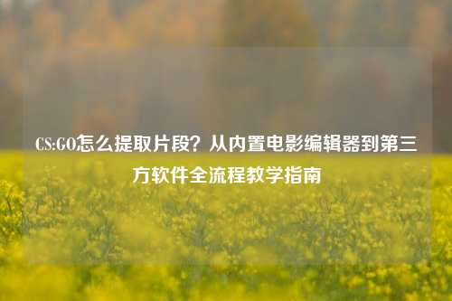 CS:GO怎么提取片段?从内置电影编辑器到第三方软件全流程教学指南