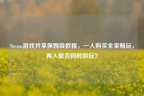Steam游戏共享保姆级教程,一人购买全家畅玩,两人能否同时游玩?