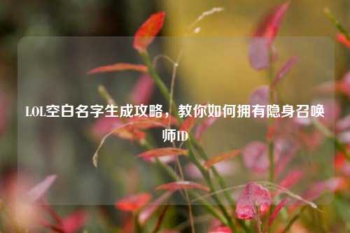 LOL空白名字生成攻略，教你如何拥有隐身召唤师ID