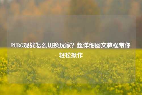 PUBG观战怎么切换玩家？超详细图文教程带你轻松操作