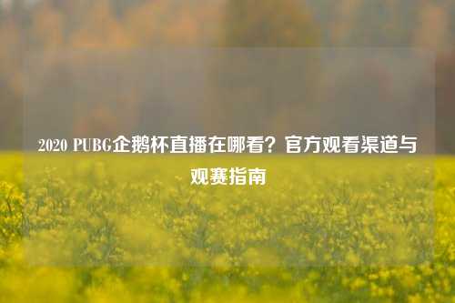 2020 PUBG企鹅杯直播在哪看？官方观看渠道与观赛指南