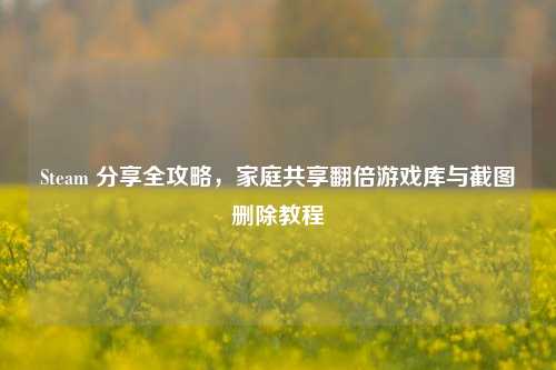 Steam 分享全攻略，家庭共享翻倍游戏库与截图删除教程