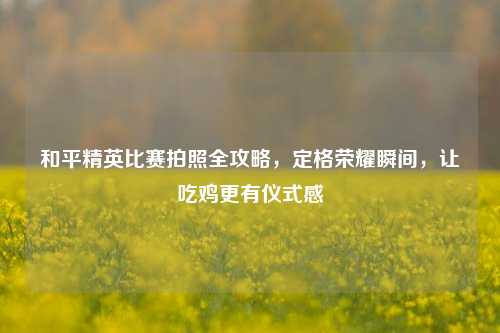 和平精英比赛拍照全攻略，定格荣耀瞬间，让吃鸡更有仪式感