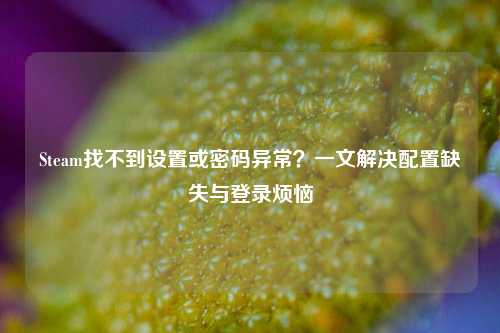 Steam找不到设置或密码异常？一文解决配置缺失与登录烦恼