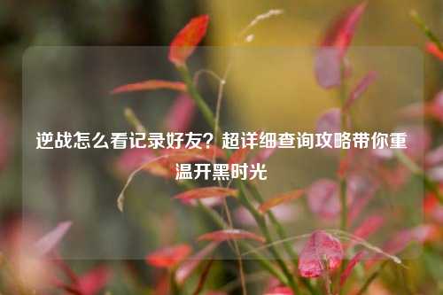 逆战怎么看记录好友?超详细查询攻略带你重温开黑时光