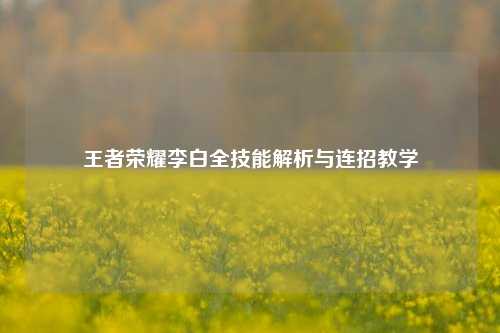 王者荣耀李白全技能解析与连招教学