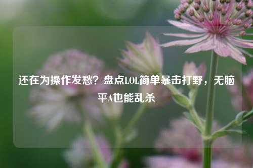 还在为操作发愁?盘点LOL简单暴击打野,无脑平A也能乱杀