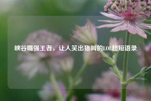 峡谷嘴强王者，让人笑出猪叫的LOL超短语录