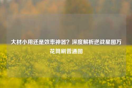 大材小用还是效率神器?深度解析逆战星图万花筒刷普通图
