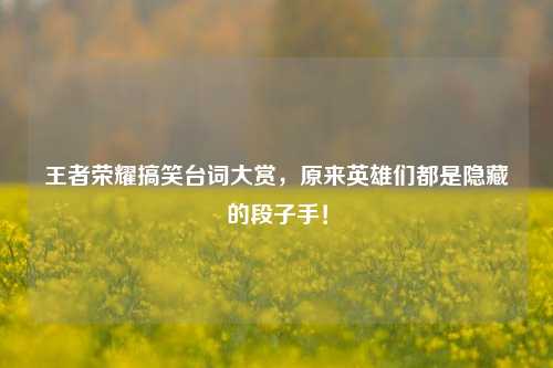 王者荣耀搞笑台词大赏,原来英雄们都是隐藏的段子手!