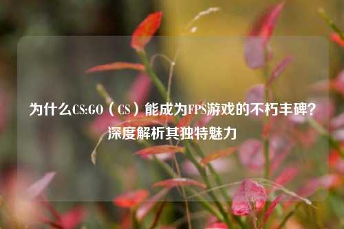 为什么CS:GO（CS）能成为FPS游戏的不朽丰碑？深度解析其独特魅力