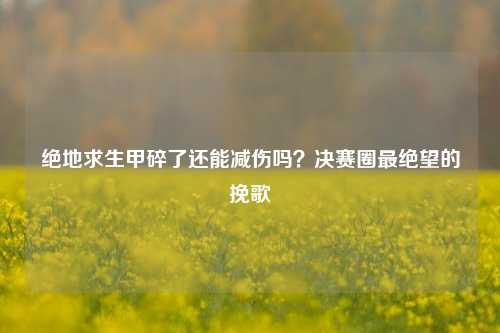 绝地求生甲碎了还能减伤吗？决赛圈最绝望的挽歌