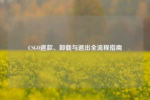 CSGO退款、卸载与退出全流程指南