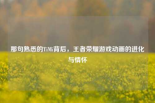 那句熟悉的TiMi背后,王者荣耀游戏动画的进化与情怀