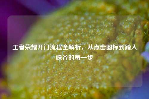王者荣耀开门流程全解析,从点击图标到踏入峡谷的每一步