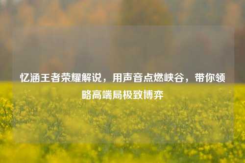 忆涵王者荣耀解说,用声音点燃峡谷,带你领略高端局极致博弈