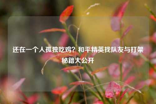 还在一个人孤独吃鸡？和平精英找队友与打架秘籍大公开