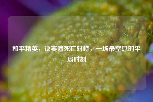 和平精英,决赛圈死亡对峙,一场最窒息的平局时刻
