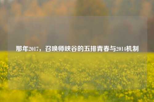 那年2017，召唤师峡谷的五排青春与2014机制