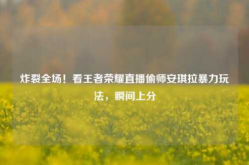 炸裂全场！看王者荣耀直播偷师安琪拉暴力玩法，瞬间上分