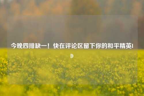 今晚四排缺一!快在评论区留下你的和平精英ID