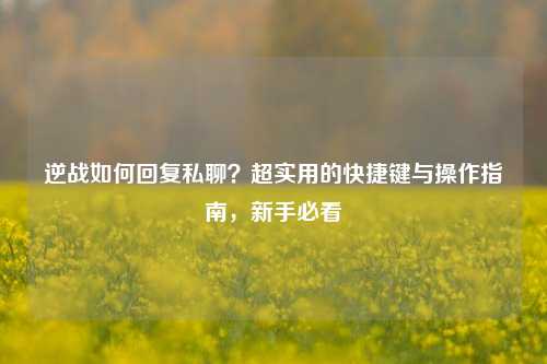 逆战如何回复私聊？超实用的快捷键与操作指南，新手必看