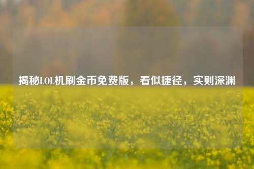 揭秘LOL机刷金币免费版，看似捷径，实则深渊