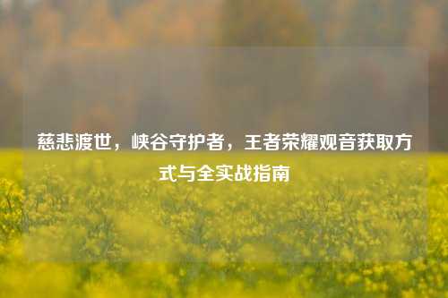 慈悲渡世，峡谷守护者，王者荣耀观音获取方式与全实战指南