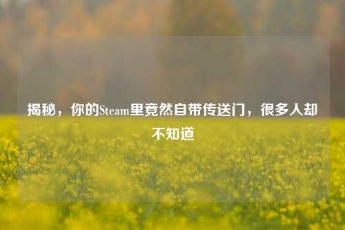 揭秘，你的Steam里竟然自带传送门，很多人却不知道