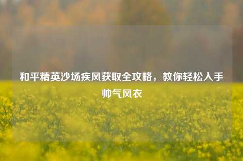 和平精英沙场疾风获取全攻略，教你轻松入手帅气风衣