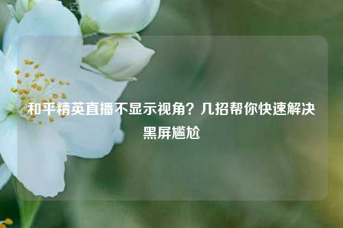 和平精英直播不显示视角？几招帮你快速解决黑屏尴尬