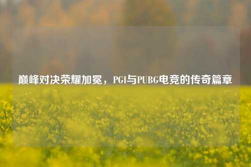 巅峰对决荣耀加冕，PGI与PUBG电竞的传奇篇章