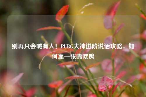 别再只会喊有人！PUBG大神进阶说话攻略，如何靠一张嘴吃鸡