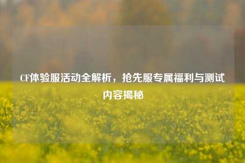 CF体验服活动全解析,抢先服专属福利与测试内容揭秘