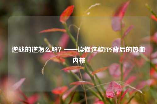 逆战的逆怎么解?——读懂这款FPS背后的热血内核