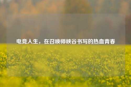 电竞人生,在召唤师峡谷书写的热血青春
