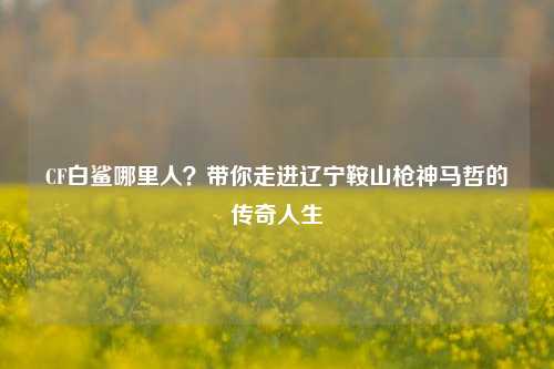 CF白鲨哪里人?带你走进辽宁鞍山枪神马哲的传奇人生