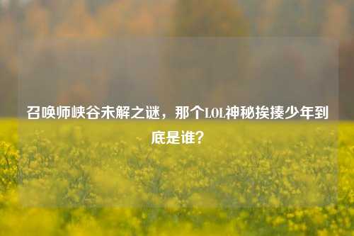 召唤师峡谷未解之谜，那个LOL神秘挨揍少年到底是谁？