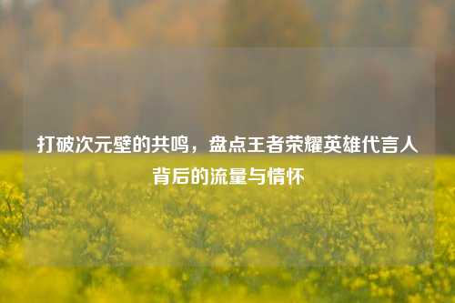 打破次元壁的共鸣，盘点王者荣耀英雄代言人背后的流量与情怀