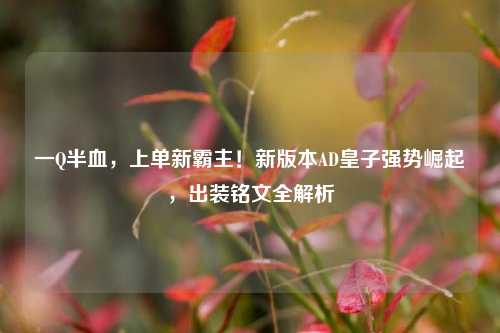 一Q半血，上单新霸主！新版本AD皇子强势崛起，出装铭文全解析